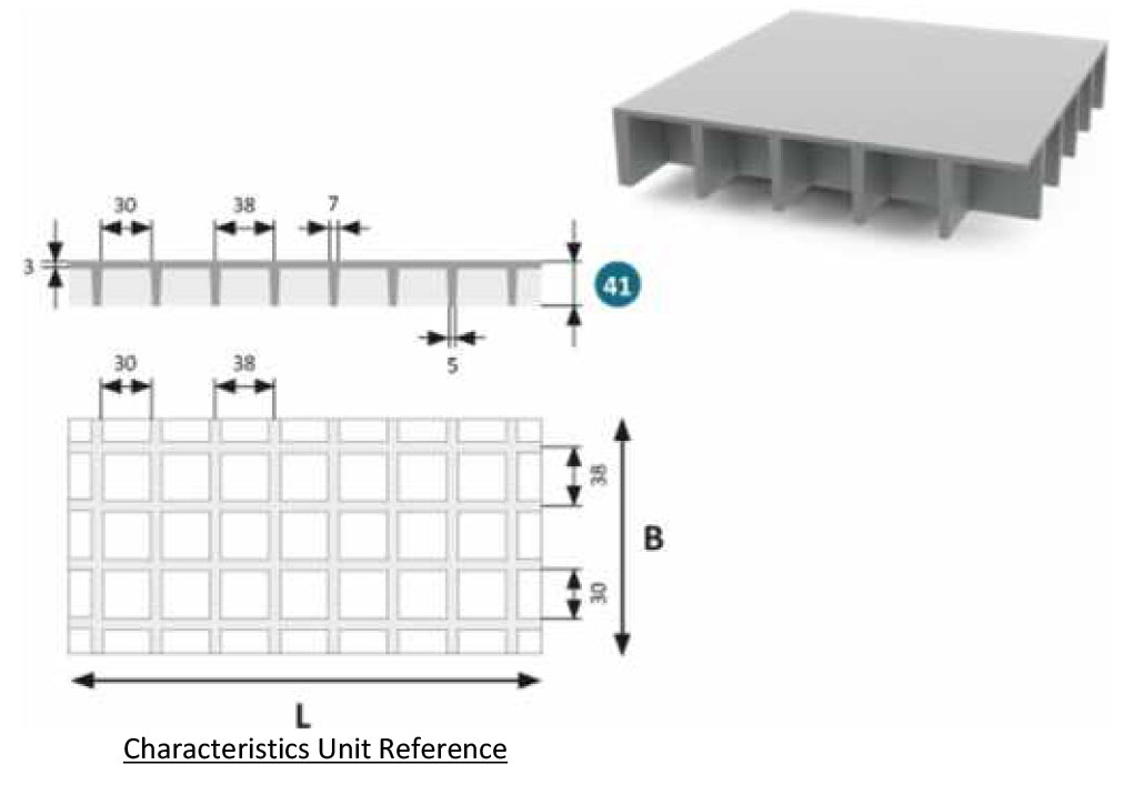 41mm Thick Solid Top GRP Grating Specification